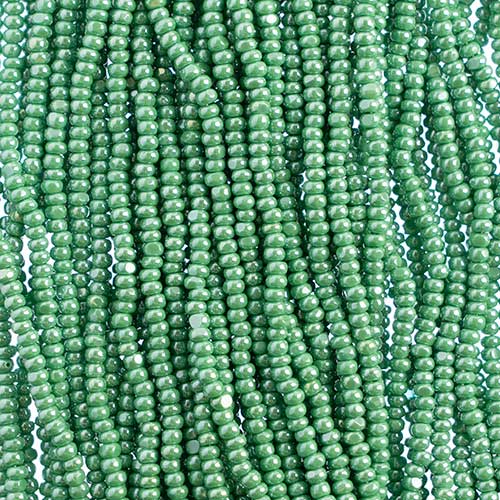 Czech Seed Beads Cut - 8/0 - Opaque Green Luster (500g Strung)