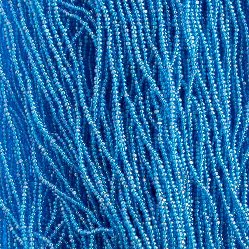 Czech Cut Seedbeads - 11/0 - Transparent Aqua Rainbow (half hank