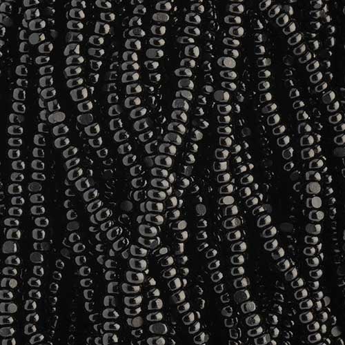 Czech - 15/0 Cut Seed Bead - Opaque Black (100g Strung)
