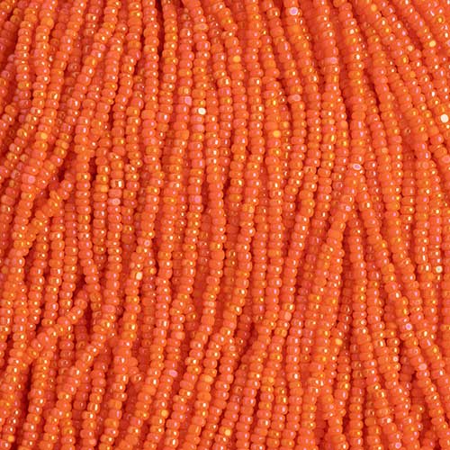 Czech - 15/0 Cut Seed Bead - Opaque Orange AB (100g Strung)