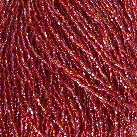 Czech - 10/0 - 3-cut Seed Beads - Transparent Red Iris (pkg strung)
