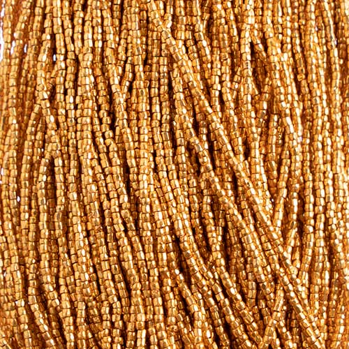 Czech - 10/0 - 3-cut Seed Beads - Metallic Gold (pkg strung)