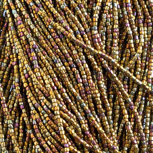 Czech - 10/0 - 3-cut Seed Beads - Metallic Bronze AB (pkg strung)