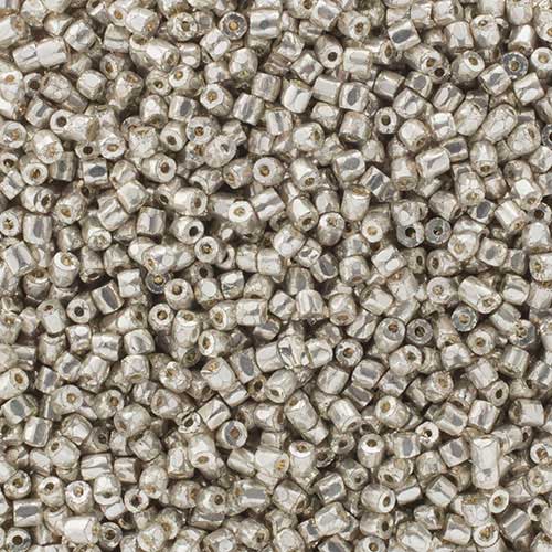 Czech Seed Beads 3Cut - 9/0 - Opaque Silver Terra Mettalic Dyed (100g)