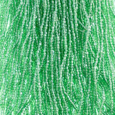 Czech - 12/0 - 3-cut Seed Beads - Transparent Green Luster (pkg strung)