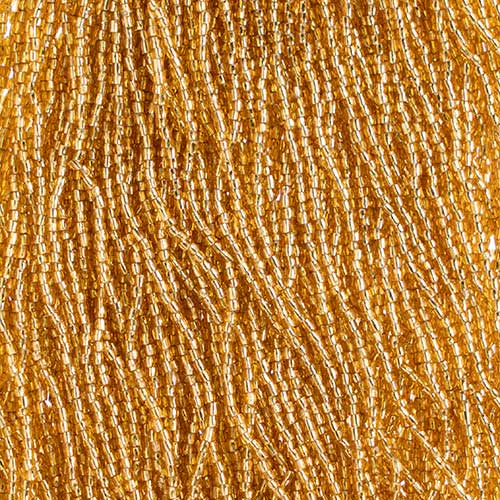 Czech - 12/0 - 3-cut Seed Beads - Silver Lined Gold (pkg strung)