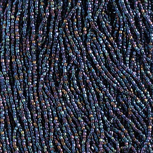 Czech - 12/0 - 3-cut Seed Beads - Opaque Navy Iris (pkg strung)