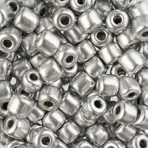 Czech Glass Beads - 4.5mm Rola - Opaque Metallic Silver (tube)