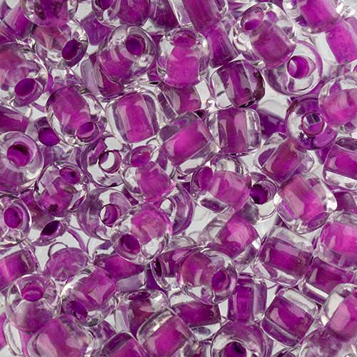 Czech Glass Beads - 4.5mm Rola - Transparent Crystal Color Lined Neon Purple (tu