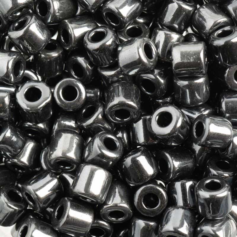 Czech Glass Beads - 6.2mm Rola - Hematite (tube)