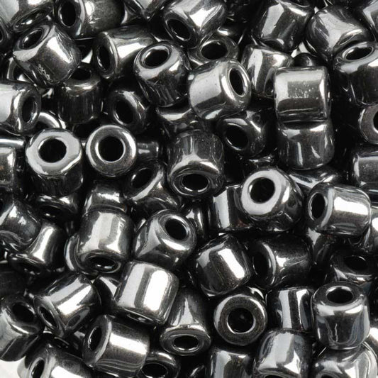 Czech Glass Beads - 6.2mm Rola - Hematite (tube)