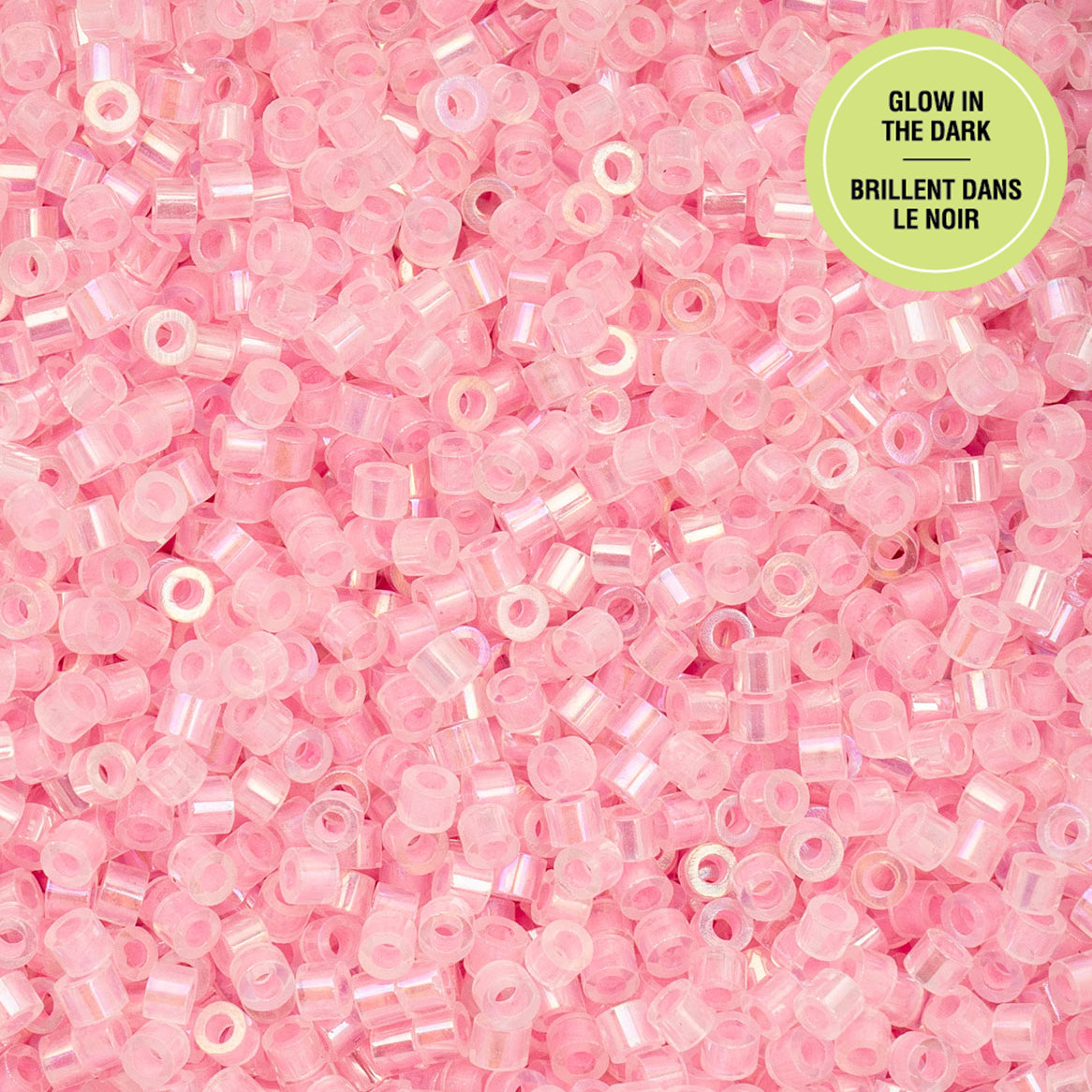 Cylin Bead - 11/0 - Glow in Dark AB - Pink (25g)