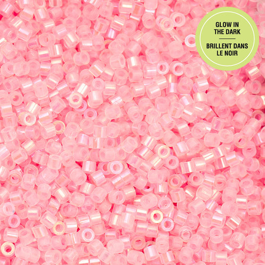Cylin Bead - 11/0 - Glow in Dark AB - Pink Neon (25g)