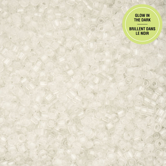 Cylin Bead - 11/0 - Glow in Dark - White to Turquoise (25g)