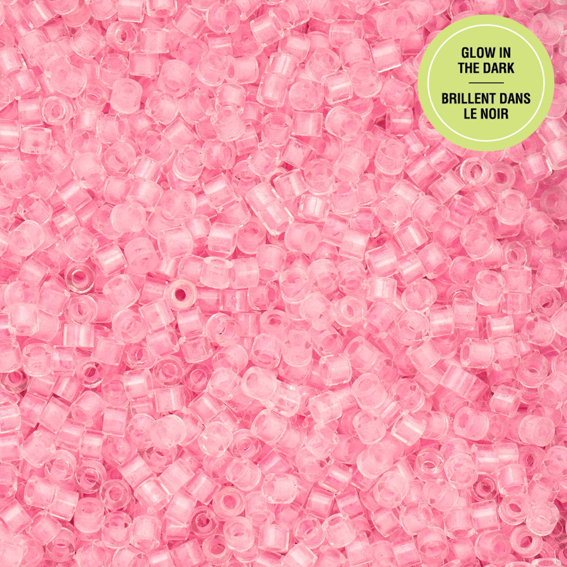 Cylin Bead - 11/0 - Glow in Dark - Pink (25g)