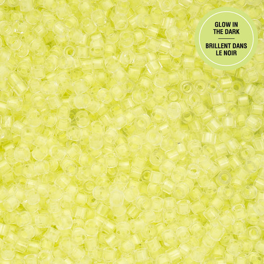 Cylin Bead - 11/0 - Glow in Dark - Yellow Neon (25g)