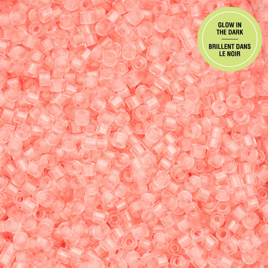 Cylin Bead - 11/0 - Glow in Dark - Coral (25g)