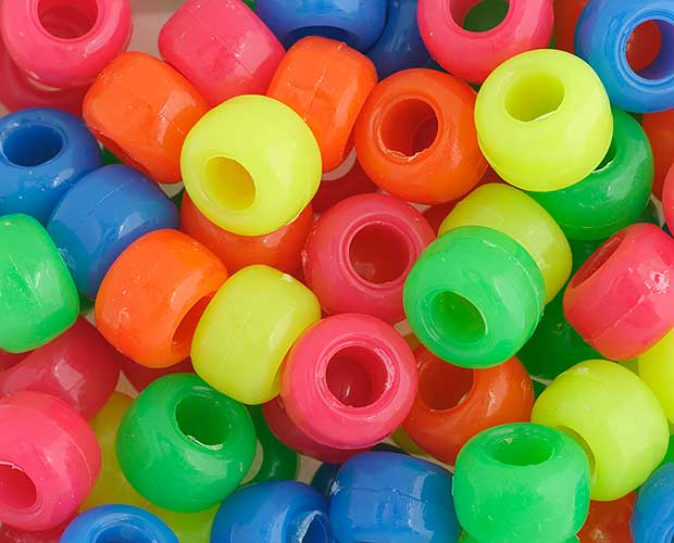 Acrylic - 9mm - Crow Beads - Opaque Neon Multi Mix (1000pcs)