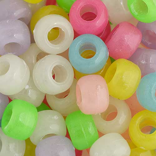 Acrylic - 9mm - Crow Beads - Glow-in-the-Dark Multi Mix (1000pcs)