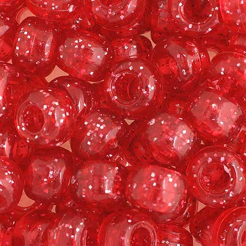 Acrylic - 9mm Crow Beads - Sparkle Crimson Red (1000pcs)