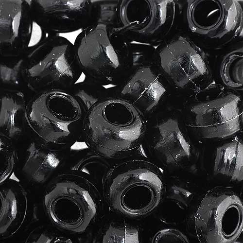 Acrylic - 9mm Crow Beads - Opaque Black (1000pcs)