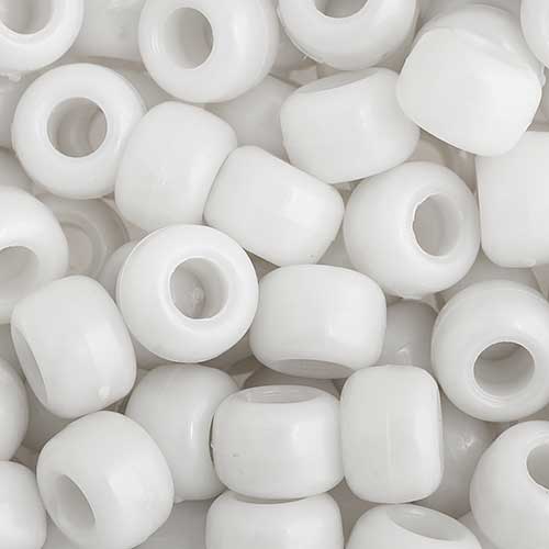 Acrylic - 9mm Crow Beads - Opaque White (1000pcs)
