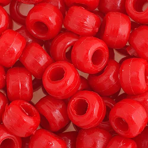 Acrylic - 9mm Crow Beads - Opaque Red (1000pcs)