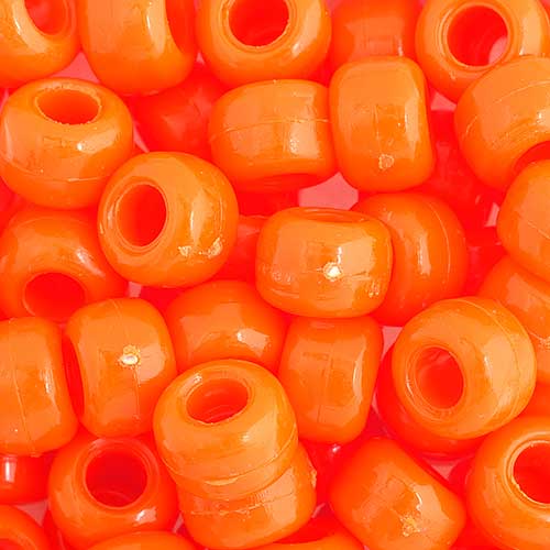 Acrylic - 9mm Crow Beads - Opaque Orange (1000pcs)