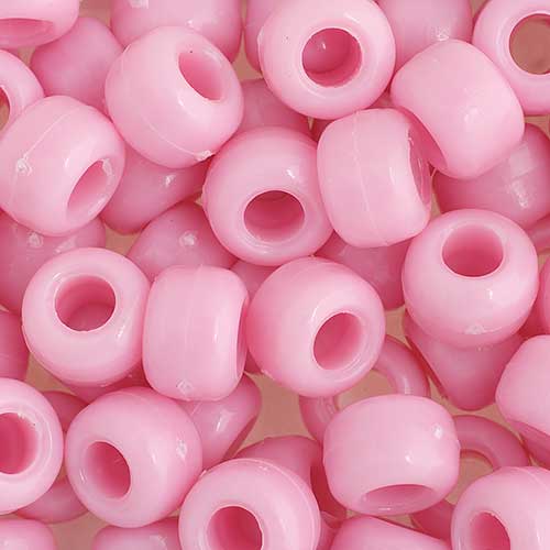 Acrylic - 9mm Crow Beads - Opaque Pink (1000pcs)