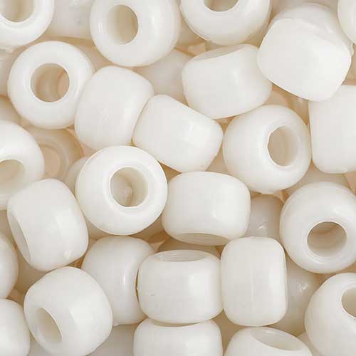 Acrylic - 9mm Crow Beads - Opaque Pearl White (1000pcs)