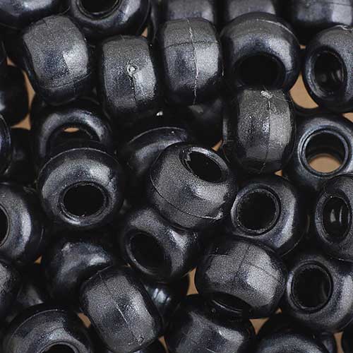 Acrylic - 9mm Crow Beads - Opaque Pearl Black (1000pcs)