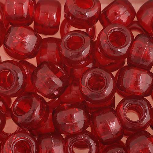 Acrylic - 9mm Crow Beads - Transparent Ruby (1000pcs)