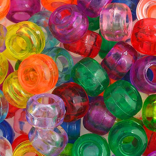 Acrylic - 9mm - Crow Beads - Transparent Multi Mix (1000pcs)