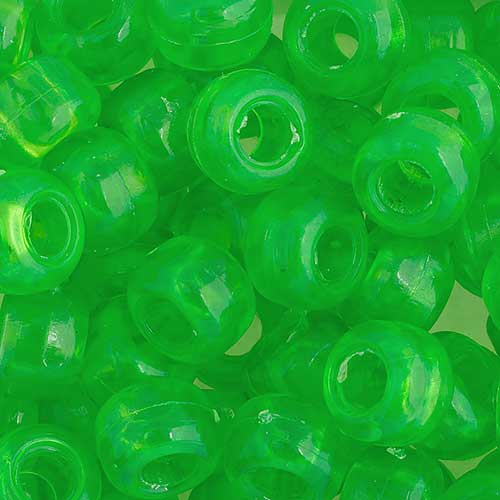 Acrylic - 9mm Crow Beads - Transparent Neon Green (1000pcs)