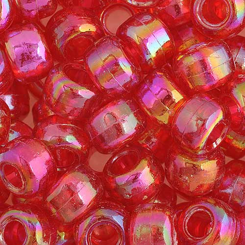 Acrylic - 9mm Crow Beads - Transparent Raspberry Iris (1000pcs)