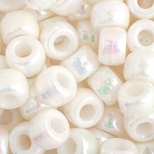 Acrylic - 9mm Crow Beads - Opaque White Iris (1000pcs)