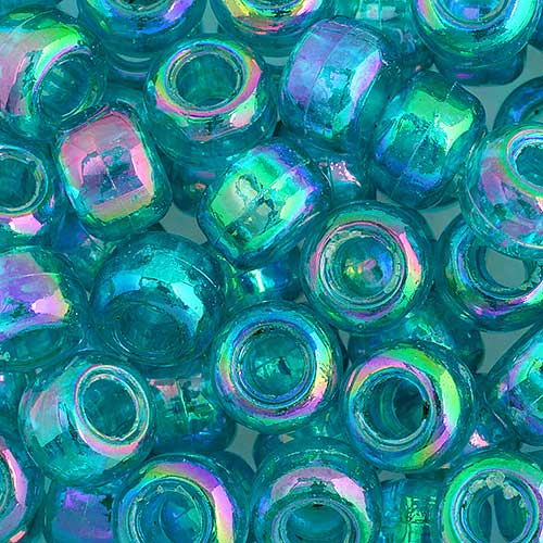 Acrylic - 9mm Crow Beads - Transparent Aqua Iris (1000pcs)