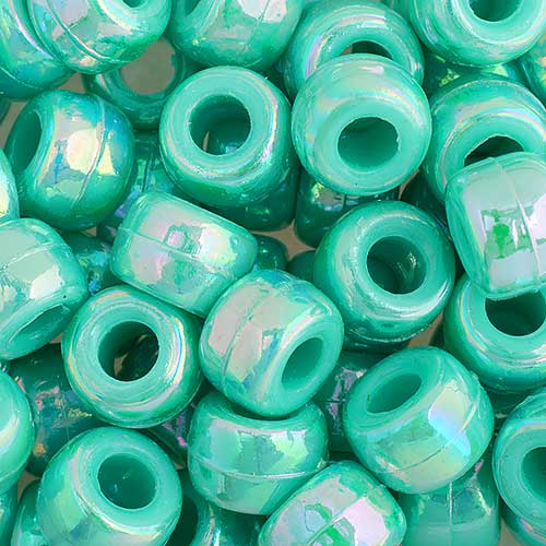 Acrylic - 9mm Crow Beads - Opaque Light Turquoise Green AB (1000pcs)
