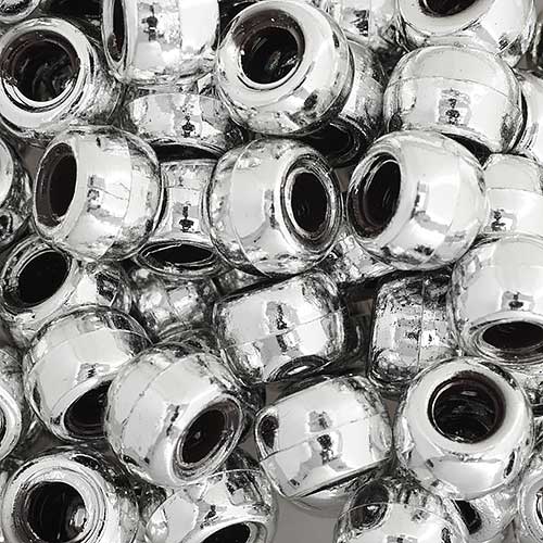 Acrylic - 9mm Crow Beads - Metallic Silver (1000pcs)