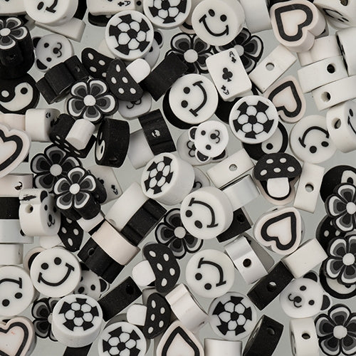 Polymer Clay Vinyl - Assorted Shapes - Black & White (Pack)