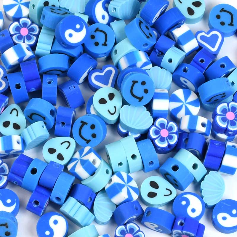 Polymer Clay Vinyl - Assorted Shapes - Blue Mix (Pack)