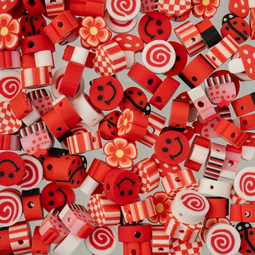Polymer Clay Vinyl - Assorted Shapes - Red Mix (Pack)