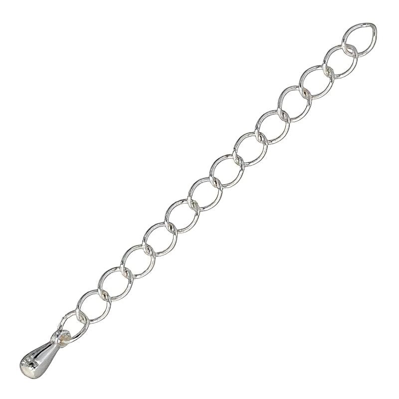Chain Extender -  with Droplet - Silver Plated (2)