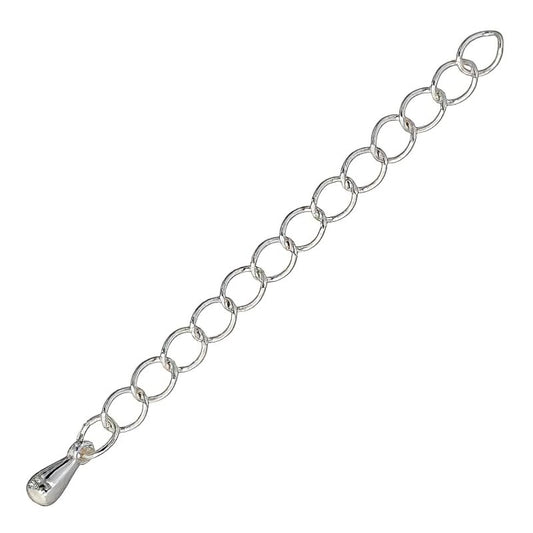 Chain Extender -  with Droplet - Silver Plated (2)