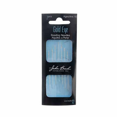 Needle - Size 12 Beading Needles - Gold Eye - Steel - Uncoated (Pack)