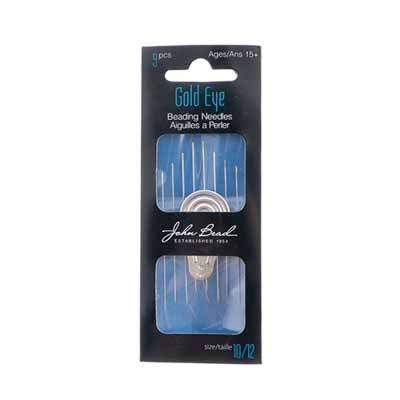 Needle - Size 10/12 Beading Needles with Threader - Gold Eye - Steel - Uncoated 