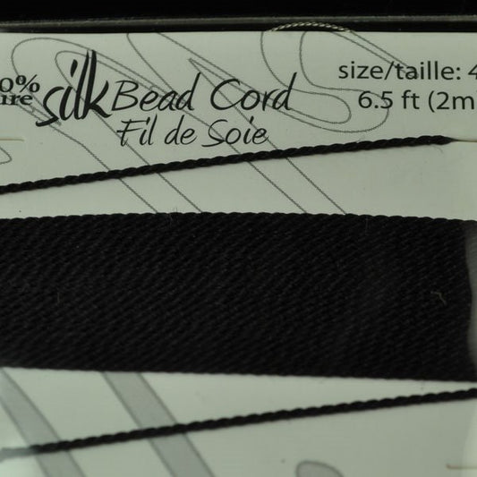 Silk Thread - #4 Dazzle-It Silk Thread / Needle - Black (2 m)