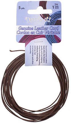 Stringing - 1mm Round Leather Cord - Brown (5 yards)