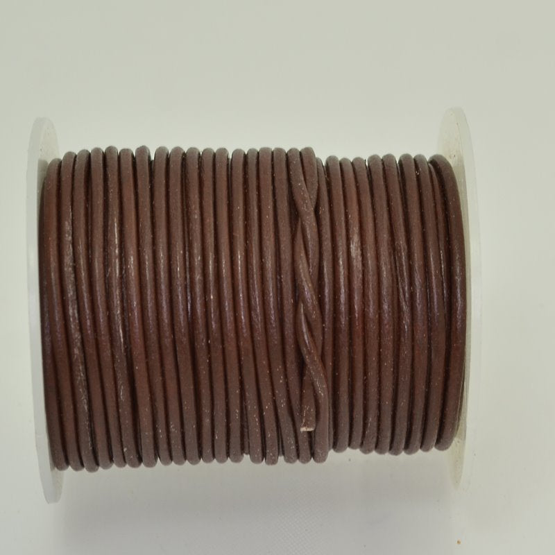 Stringing - 2mm Leather Cord - Light Chocolate (25 meter Spool)