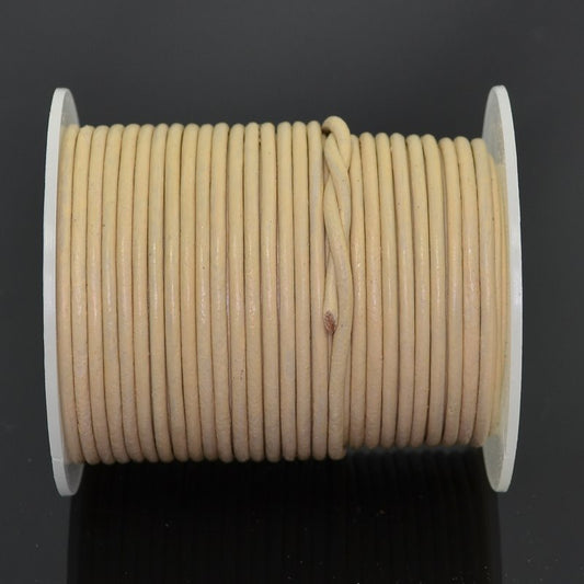 Stringing - 2mm Leather Cord - Ivory Peach (25 meter Spool)